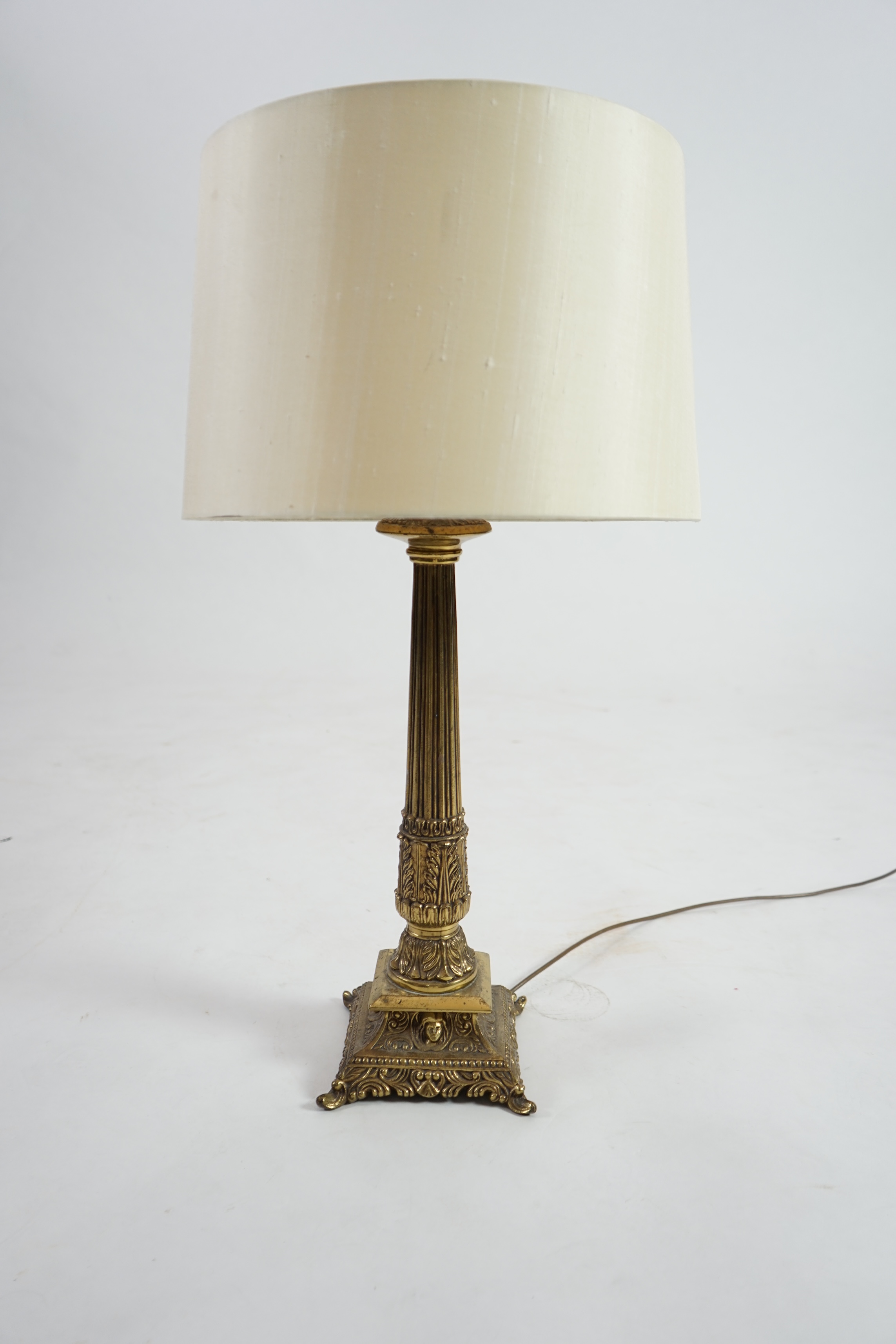 A Victorian style brass table lamp